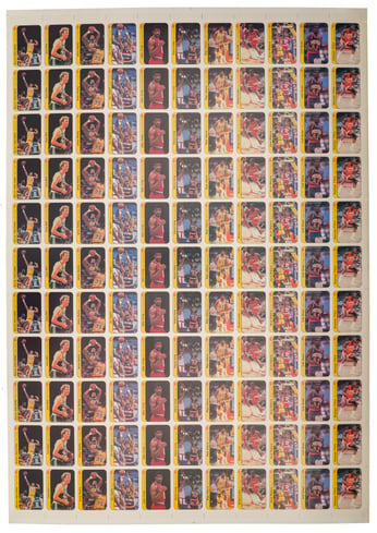 1986-1987 Fleer Basketball Stickers Uncut Proof Sheet