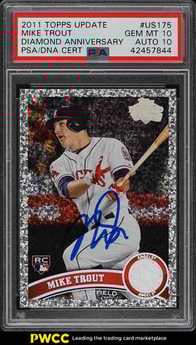 2011 Topps Update Diamond Mike Trout ROOKIE RC, PSA DNA 10 AUTO PSA 10